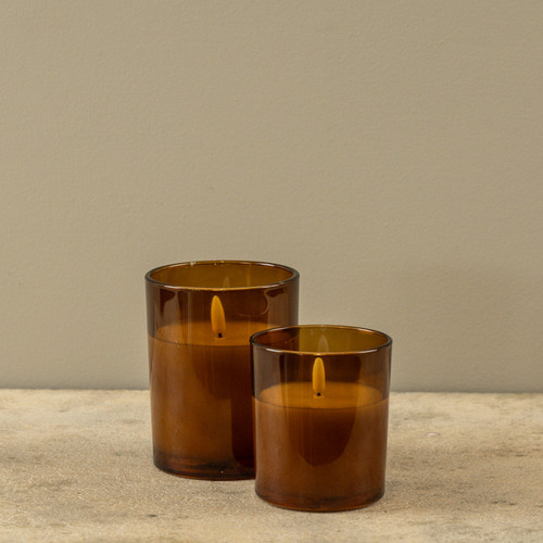 5" AMBER THICK GLASS 3D FLAME CANDLE