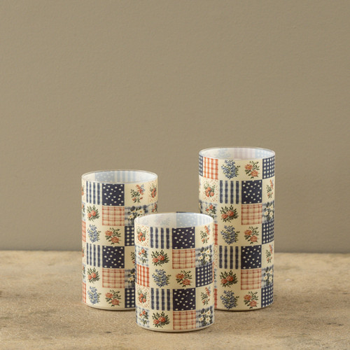5" PATCHWORK GLASS 3D FLAME CANDLE