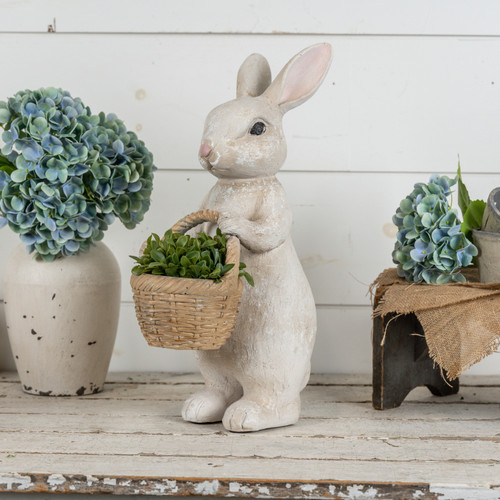 26" TEXTURED BUNNY W/ GREEN BASKET