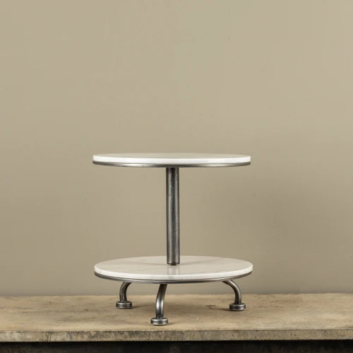 TWO TIER PEWTER & MARBLE RISER