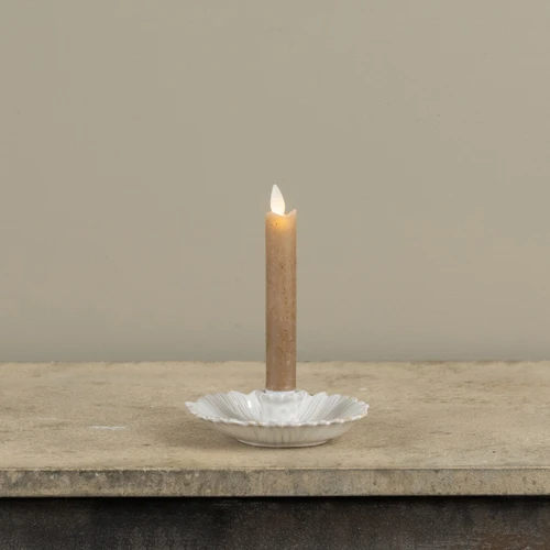WHITE PETALS TAPER CANDLE HOLDER