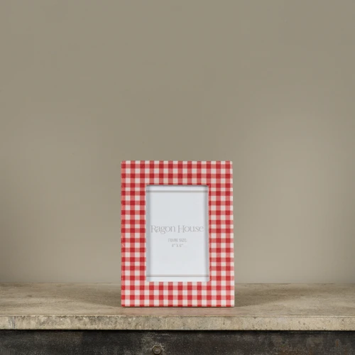 4" X 6" RED GINGHAM PHOTO FRAME