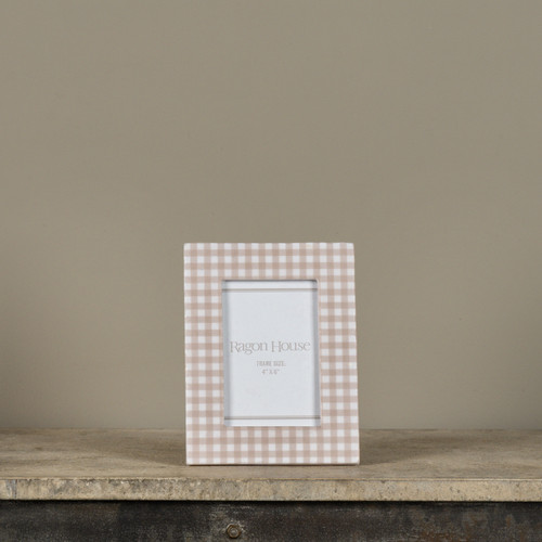4" X 6" TAN GINGHAM PHOTO FRAME