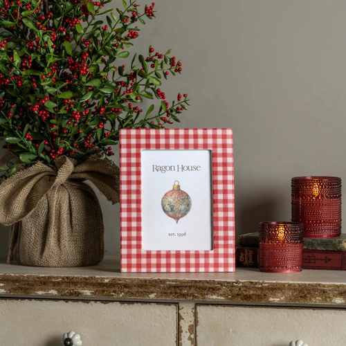 5" X 7" RED GINGHAM PHOTO FRAME