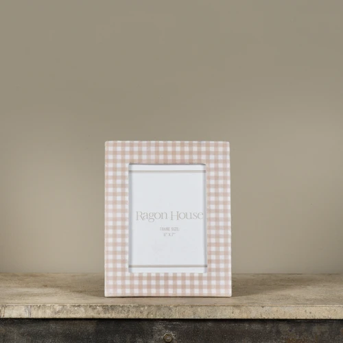 5" X 7" TAN GINGHAM PHOTO FRAME