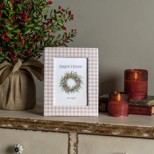 5" X 7" TAN GINGHAM PHOTO FRAME