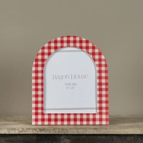 8" X 10" ARCHED RED GINGHAM PHOTO FRAME