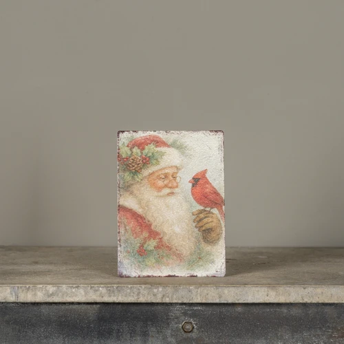 7" SANTA W/ CARDINAL TABLETOP SIGN