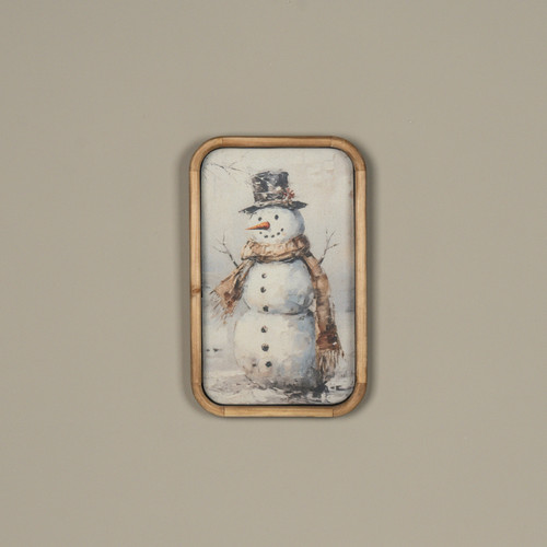 14" BUNDLED UP SNOWMAN FRAMED PRINT