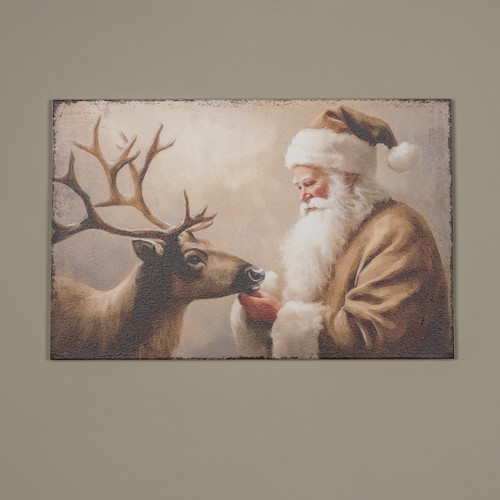 28" X 18" SANTA & DEER PRINT