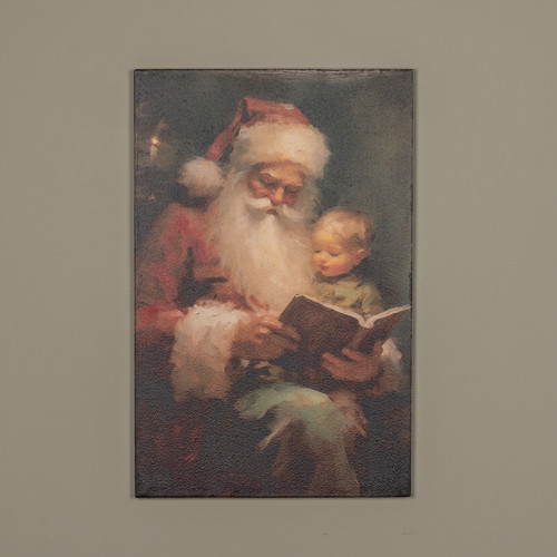 28" X 18" READING SANTA & CHILD PRINT