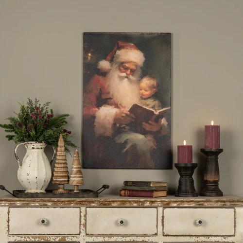 28" X 18" READING SANTA & CHILD PRINT