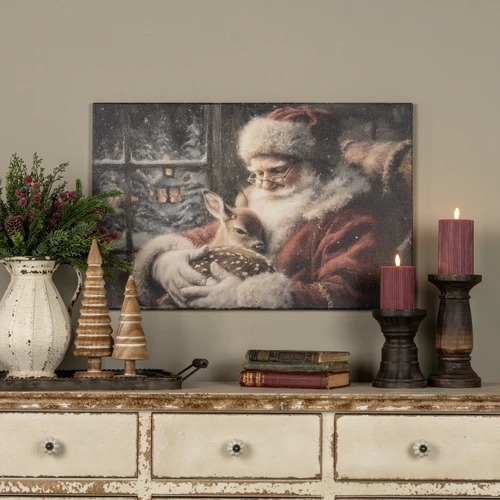28" X 18" SANTA & FAWN PRINT