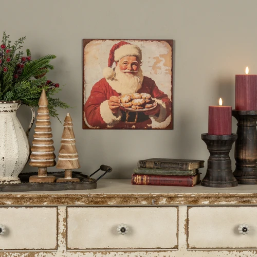 12" SANTA W/ PLATE OF COOKIES PRINT