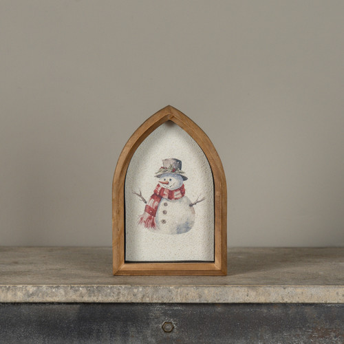 8" SNOWMAN FRAMED TABLETOP SIGN