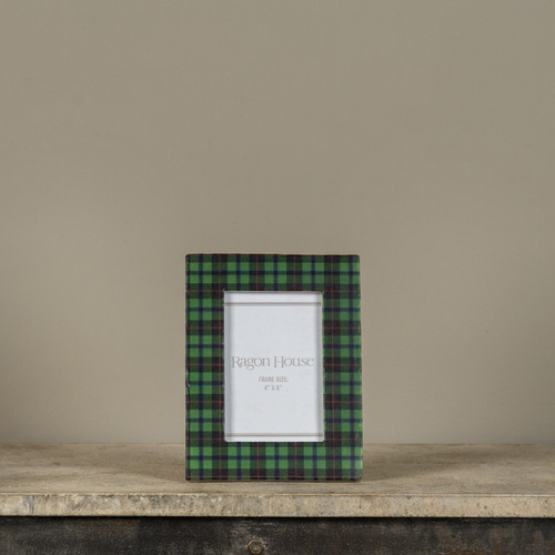 4" X 6" GREEN PLAID PHOTO FRAME
