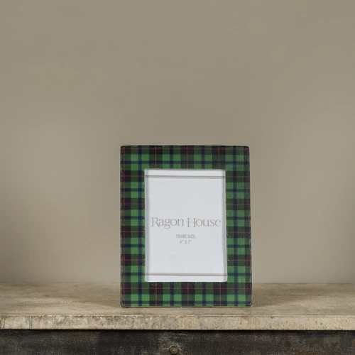 5" X 7" GREEN PLAID PHOTO FRAME
