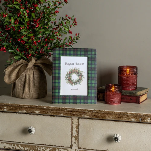 5" X 7" GREEN PLAID PHOTO FRAME