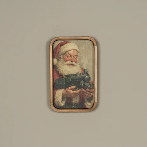 14" LOCOMOTIVE SANTA FRAMED PRINT