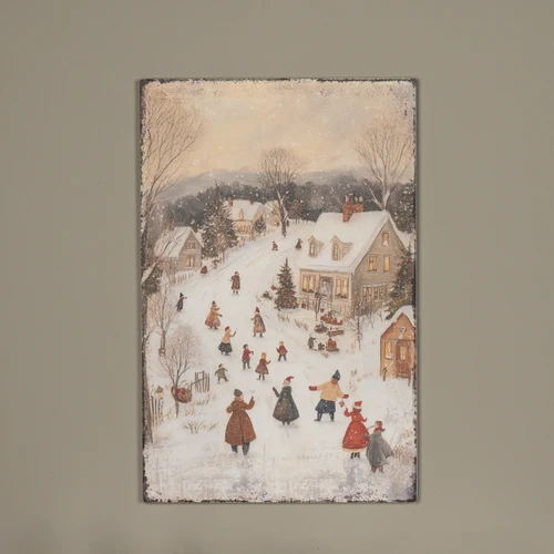 28" SNOW DAY VILLAGE PRINT