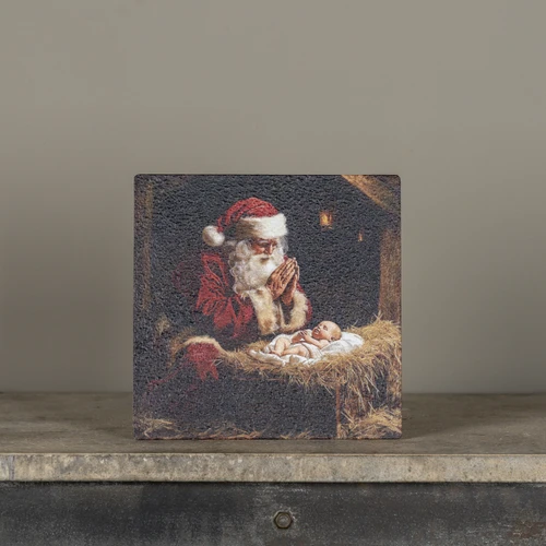 8" PRAYING SANTA & JESUS PRINT