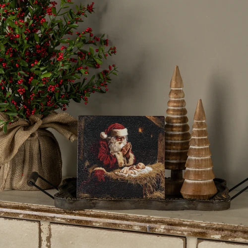 8" PRAYING SANTA & JESUS PRINT