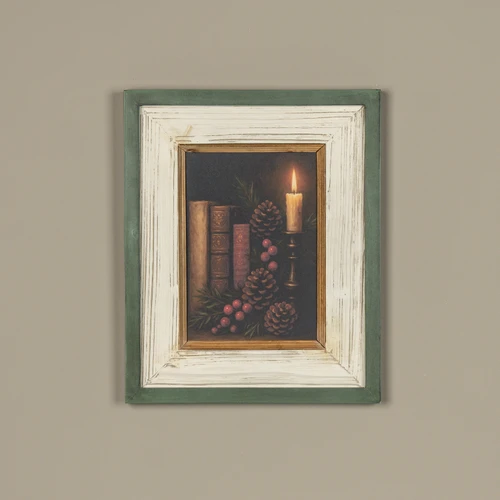 17" CANDLELIT LIBRARY FRAMED SIGN