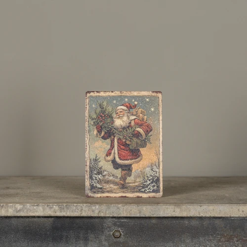 7" VINTAGE SANTA TABLETOP SIGN