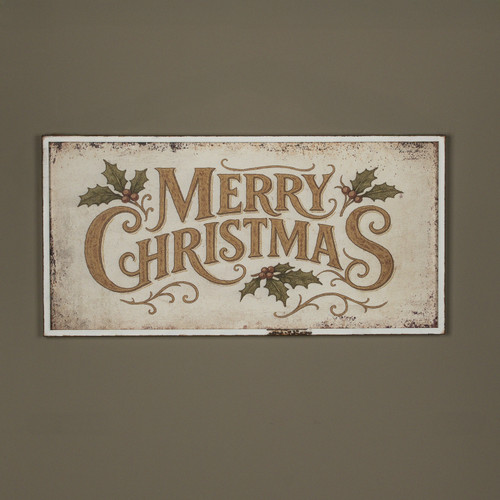 48" FRAMED GOLD & WHITE MERRY CHRISTMAS SIGN