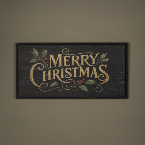 48" FRAMED BLACK & GOLD MERRY CHRISTMAS SIGN