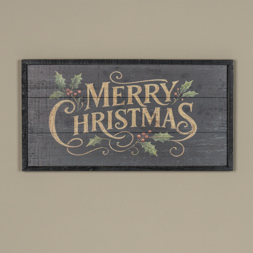 24" FRAMED BLACK & GOLD MERRY CHRISTMAS SIGN