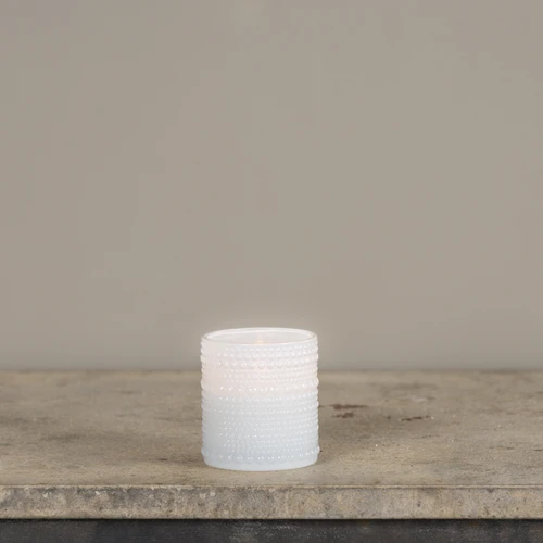 3.25" WHITE DOTTED GLASS 3D FLAME CANDLE