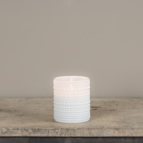4" WHITE DOTTED GLASS 3D FLAME CANDLE