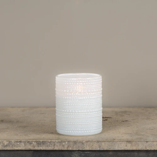 5" WHITE DOTTED GLASS 3D FLAME CANDLE