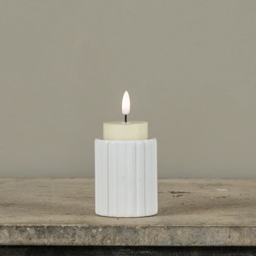 3" FLUTED CEMENT TEALIGHT CANDLE HOLDER