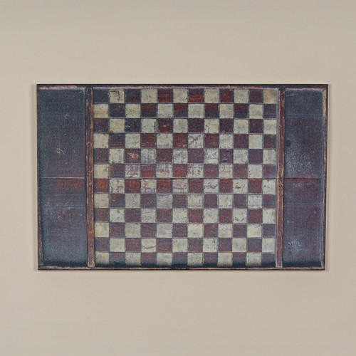 28" X 18" VINTAGE WOODEN CHECKERBOARD PRINT