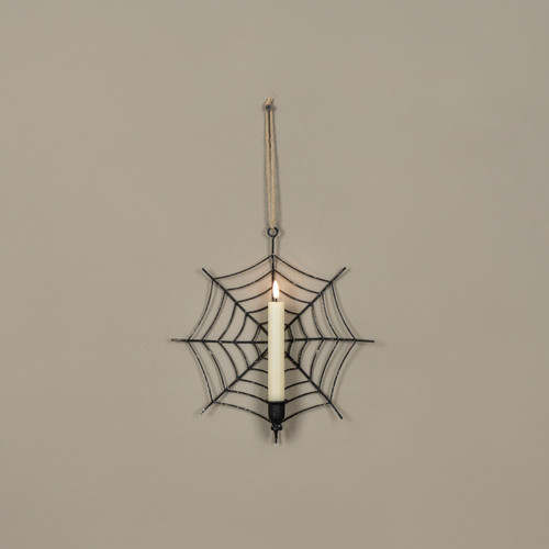 HANGING SPIDER WEB TAPER CANDLE HOLDER