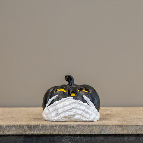 4" BLACK LIGHT UP SKELETON PUMPKIN