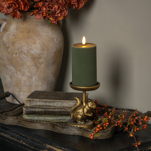 GOLD SQUIRREL PILLAR CANDLE HOLDER