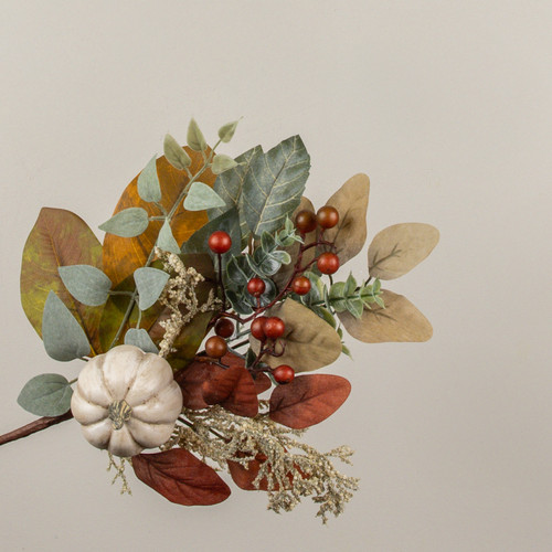 19" PUMPKIN, EUCALYPTUS & BERRIES SPRAY