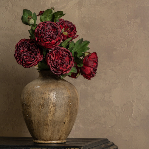 25.5" RED DRIED PEONY SPRAY