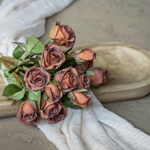 17" SUNSET DRIED MINI ROSE BUNDLE