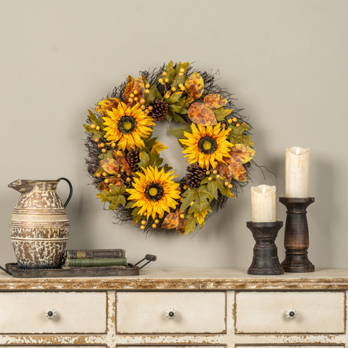 22" AUTUMN SUNFLOWER FIELDS WREATH