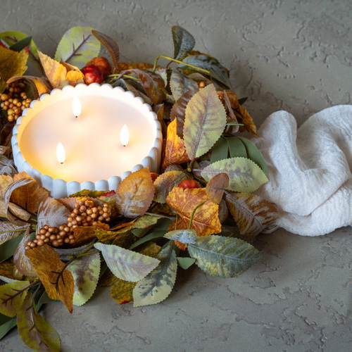 16" MAPLE LEAF & MINI PUMPKIN CANDLE RING