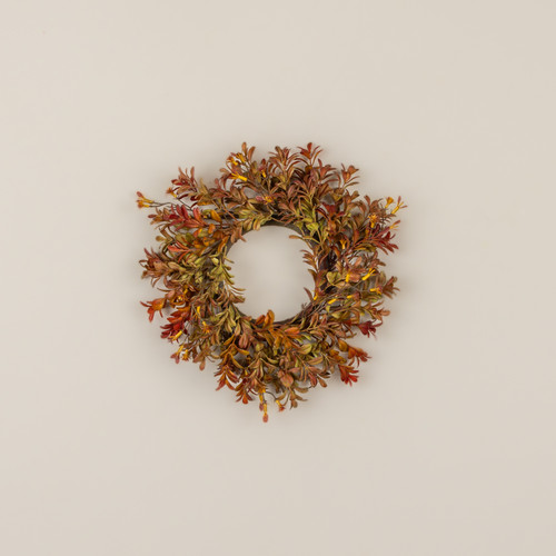 11" AUTUMN BOXWOOD & RAGWORT CANDLE RING
