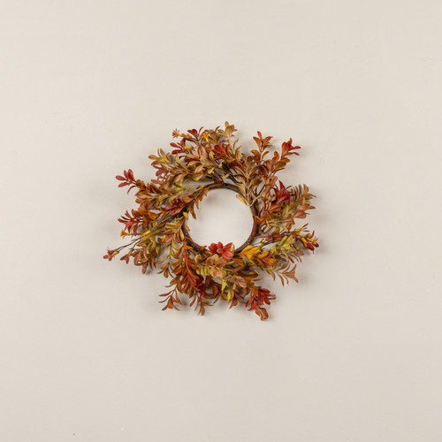 9.5" WOODLAND BOXWOOD & RAGWORT CANDLE RING