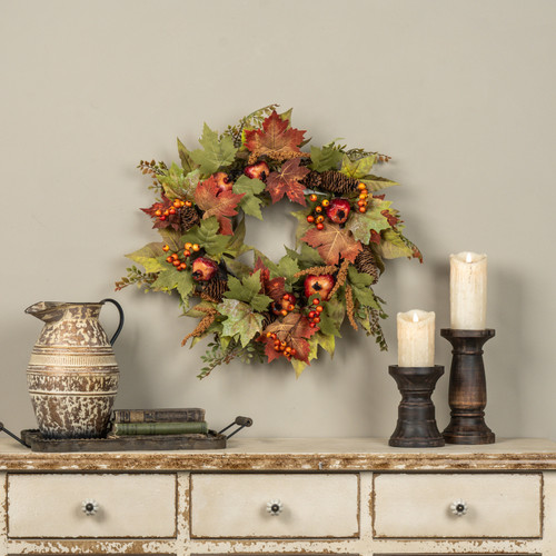 22" MAPLE LEAF & POMEGRANATE WREATH