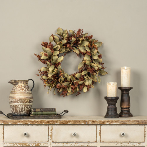 22" BROWN EUCALYPTUS & LAUREL LEAF WREATH