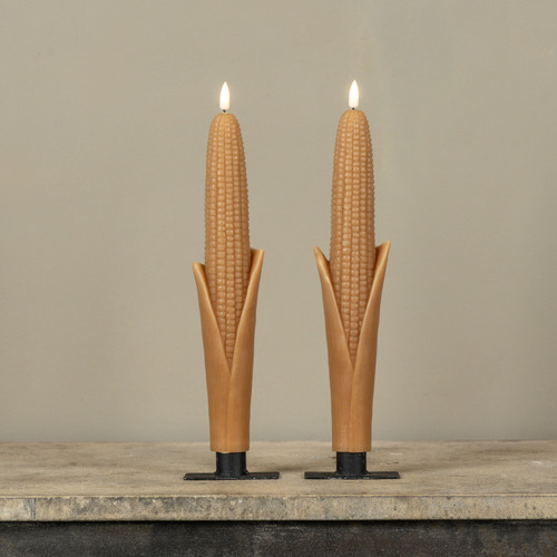 SET/2 - 12" 3D FLAME CORN TAPER CANDLES