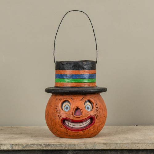 JACK-O-LANTERN W/ HAT CANDY CONTAINER W/ HANDLE